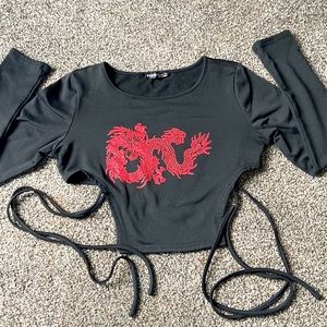 Black crop top with a red dragon on the front!